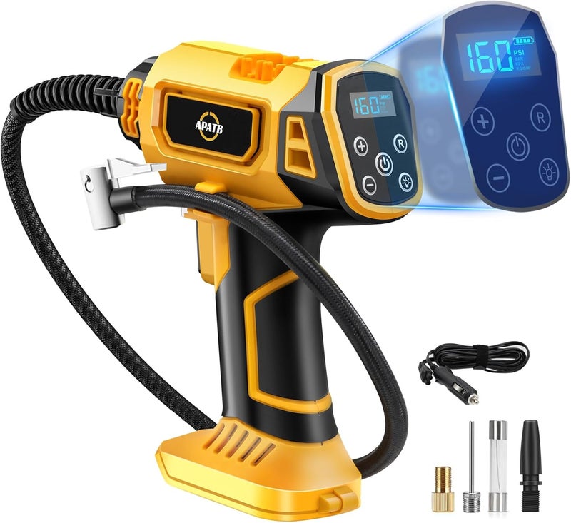 APATB Cordless Air Compressor for Dewalt 20V Max Battery,150PSI Portable Tire Inflator Handheld Air Pump with Digital Pressure Gauge for Cars Motorcycles Bikes Sport Balls (No Battery) - Image 1